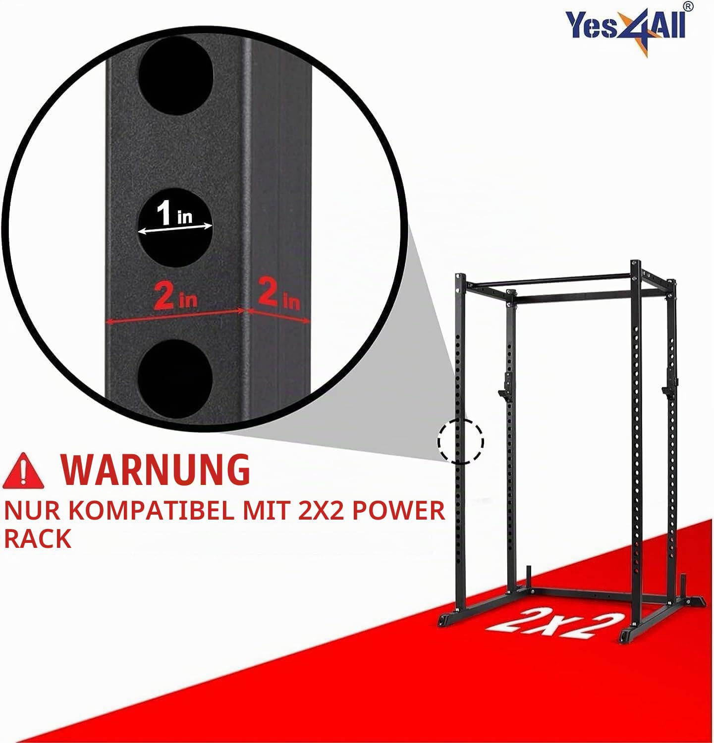 Yes4All Hantelscheibenhalter Befestigung, Hantelscheibenaufbewahrung für Power Rack/Power Cage 2x2 & 3x2 inch - Passend für 2 Zoll Olympische Hantelscheiben