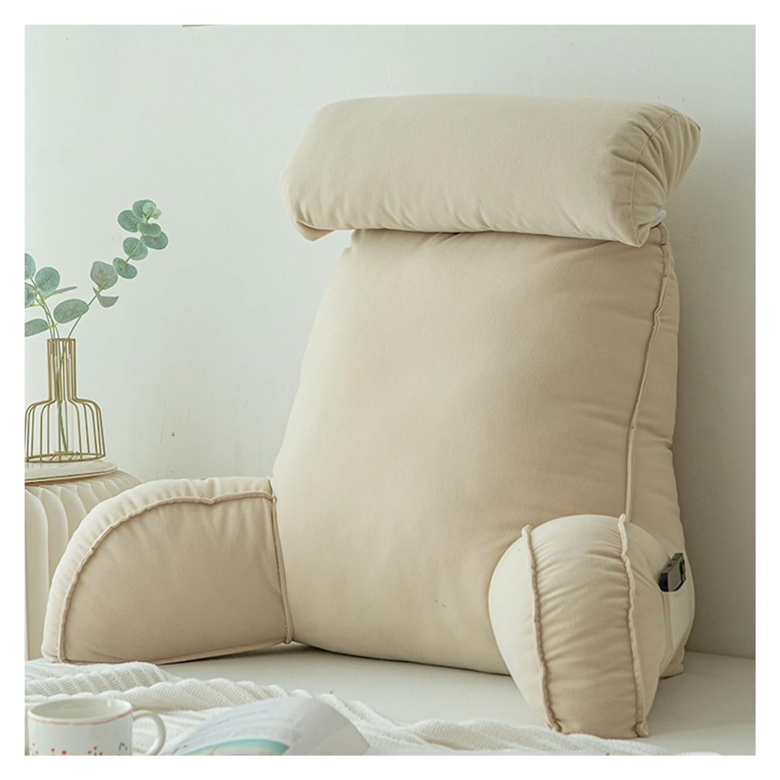 YKMYXZ support pillow， Backrest Multifunctional Sofa And Bedside Cushion WithRest(Champagne)