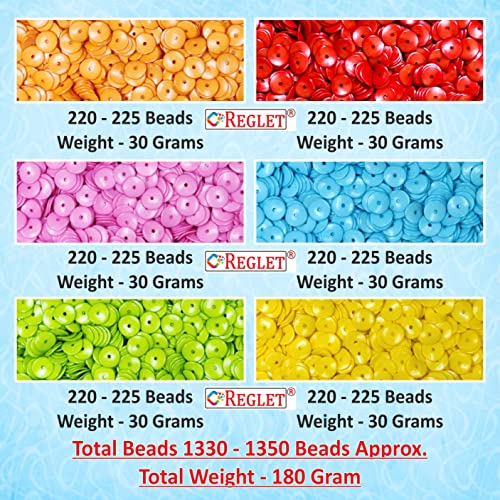 Image of 1350 Pcs Sequin Beads for Jewellery Making Kit - Beads for Bracelet Making Kit - Beads for Craft - Plastic - Multicolour - 6mm, 180g