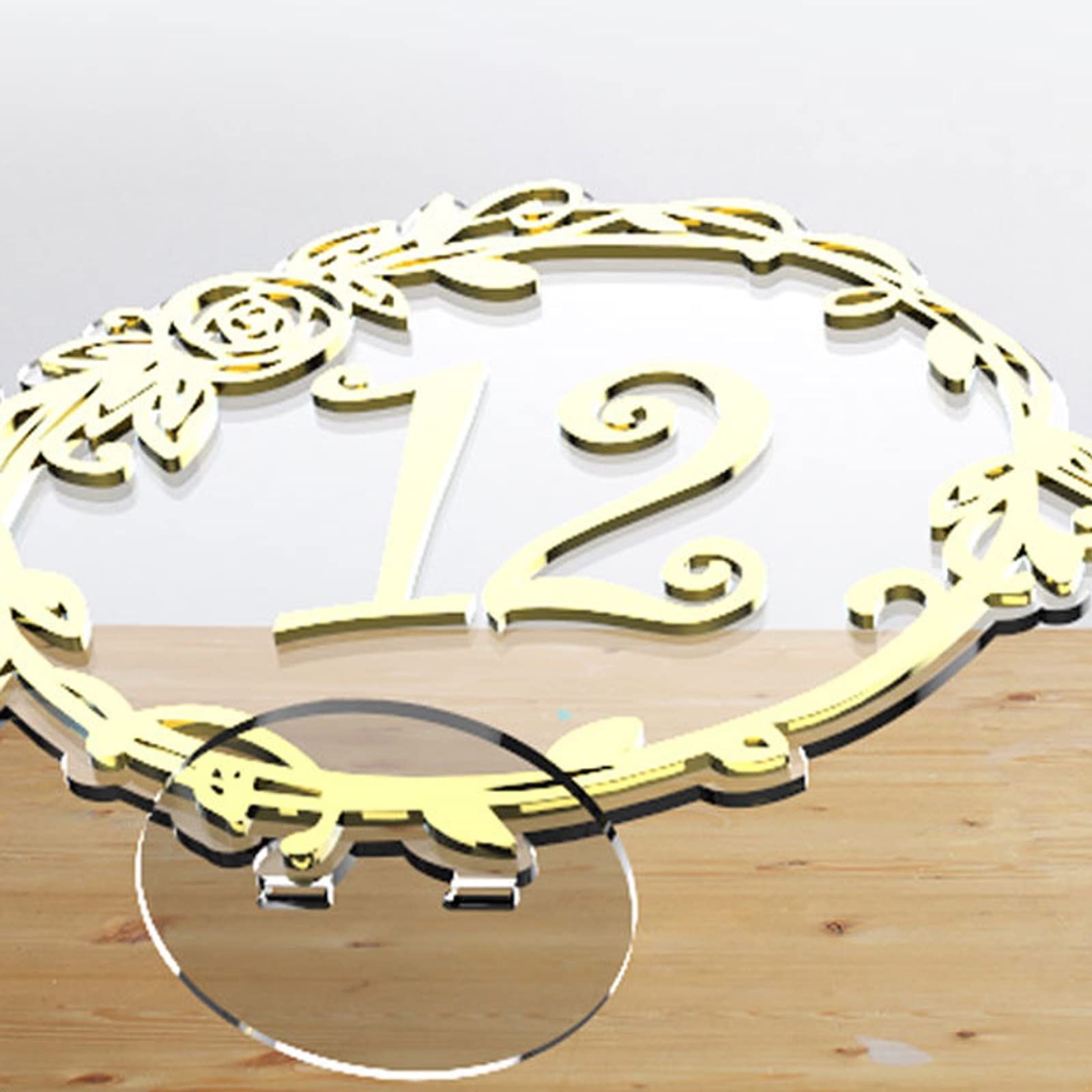 Acryl-Tischkarten, Sitzkarten mit Blumenmotiven, Goldrand, Tischnummern für Hochzeiten, Tischnummern für Restaurant-Tischnummern, für Hochzeitsbankett-Tischnummer ( Color : 1 to 200 , Size : L:12cmxW: