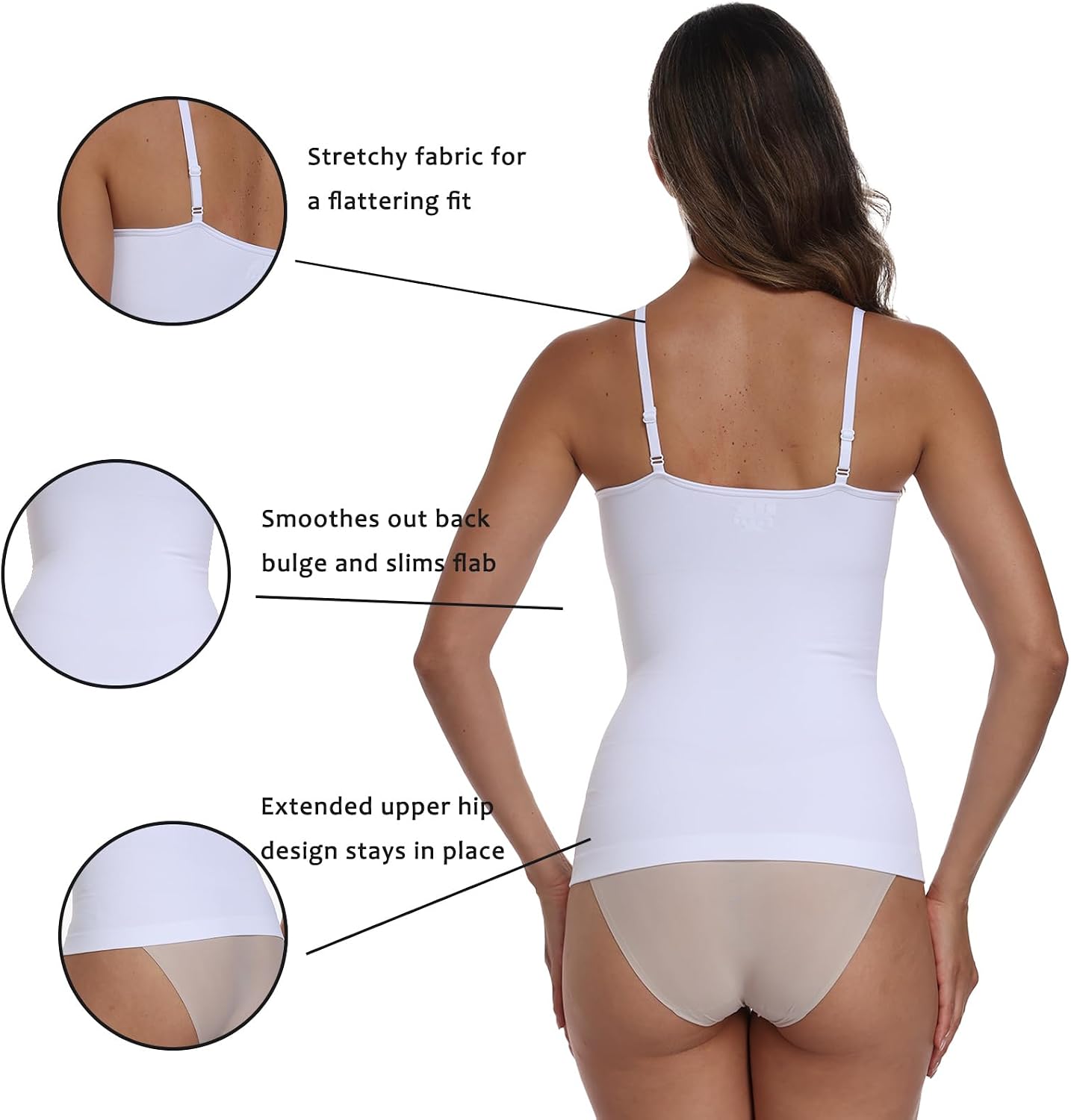 YIOIOIO Women Seamless Shapewear Tummy Control Compression V Neck Cami Tank