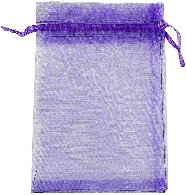 Goodtimera 100 Pieces Organza Bags 10 x 15 cm Organza Bags Fabric Bags Lavender Bags Gift Jewellery Bags Candy Bags dark purple
