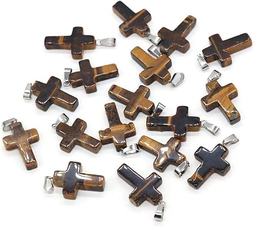 Miniatura 6 de Venta al por mayor 20 piezas de colgantes de piedra natural, cuentas de chakra en forma de cruz encantos curativos de cuarzo de cristal para hacer