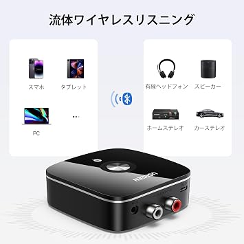 UGREEN Bluetooth 5.1 Receiver, Stereo Receiver, Bluetooth 5.1, For Home Stereos, Speakers, Components, TVs, Wireless, Aptx HD/Aptx/AAC/SBC, Bluetooth Receiver, 3.5mm + RCA TELEC Certified
