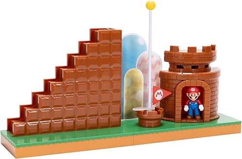 Miniatura 6 de Super Mario Nintendo - Juego completo de figuras de acción de 2.5 pulgadas con figura de Mario, escaleras interactivas, asta de bandera, castillo y