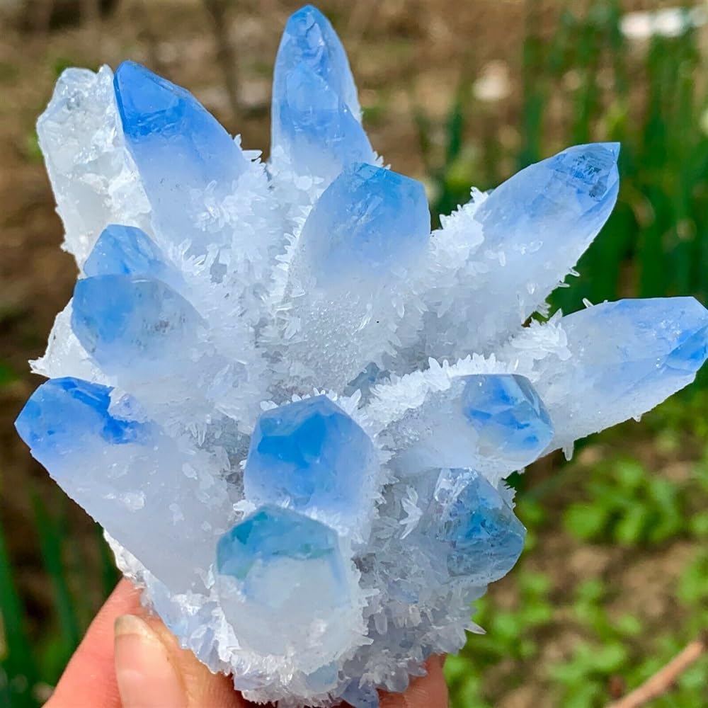 Sky Blue Phantom Quartz Crystal Cluster Ornaments (Size : 260-290g)