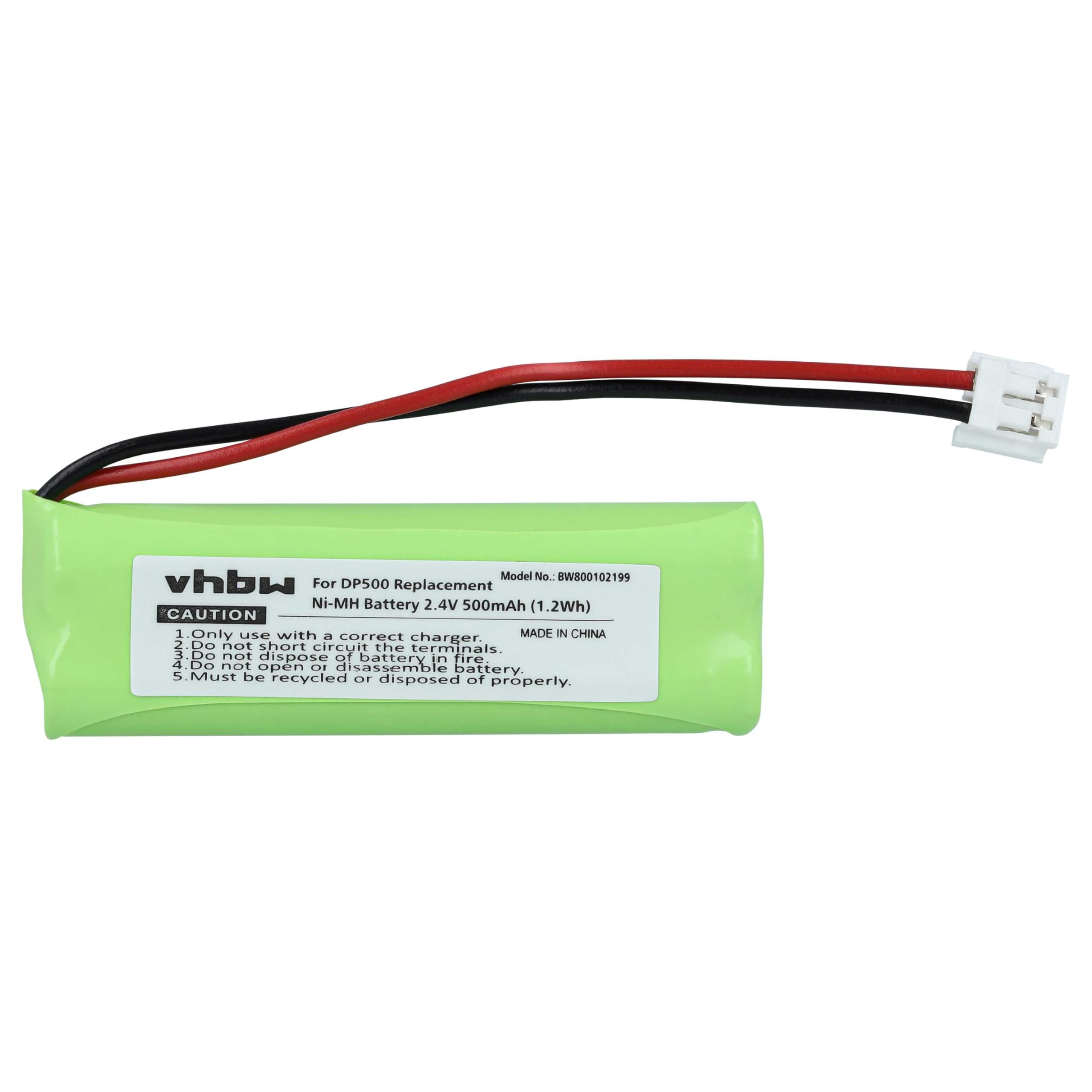 vhbw 2 x bateria pasująca do Medion MD82622, MD83001, MD83022, MD83091, MD83166, MD83274, MD83542, m.in. telefon stacjonarny (500 mAh, 2,4 V, NiMH)