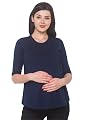 AV2 Women's Cotton Nightwear Maternity Feeding Nursing Regular Fit Tunic Top (Navyblue,M)