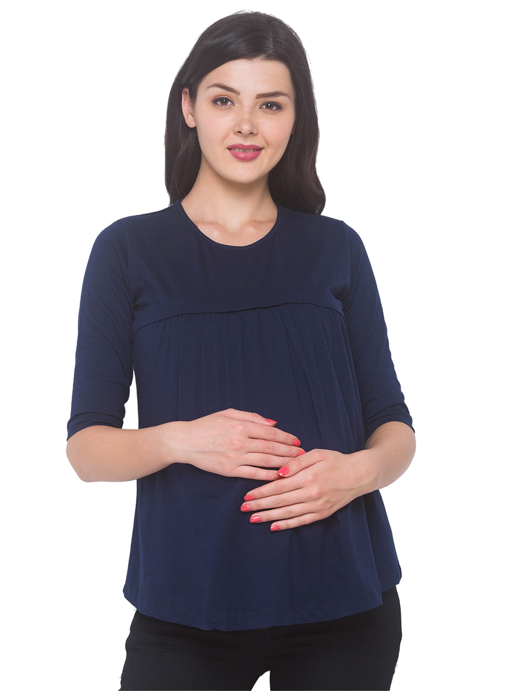 Women's Cotton Nightwear Maternity Feeding Nursing Tunic Regular Fit Top-image-24