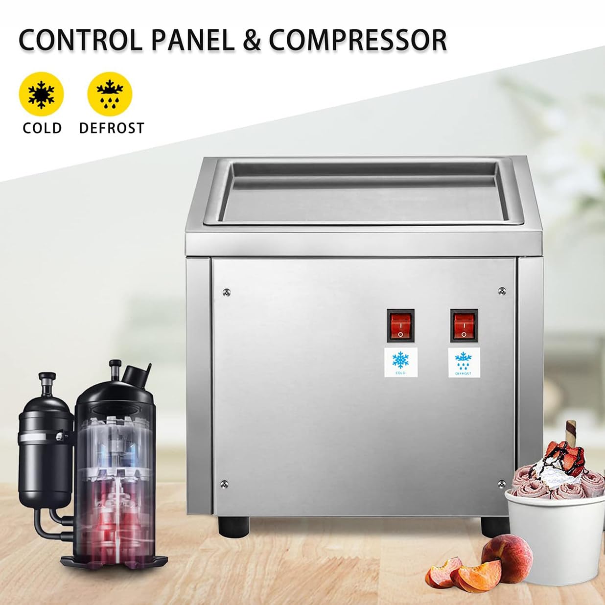 家電 ice cream roll machine Amazon.com : CYMYYDS Commercial Fried Ice Cream Roll Machine