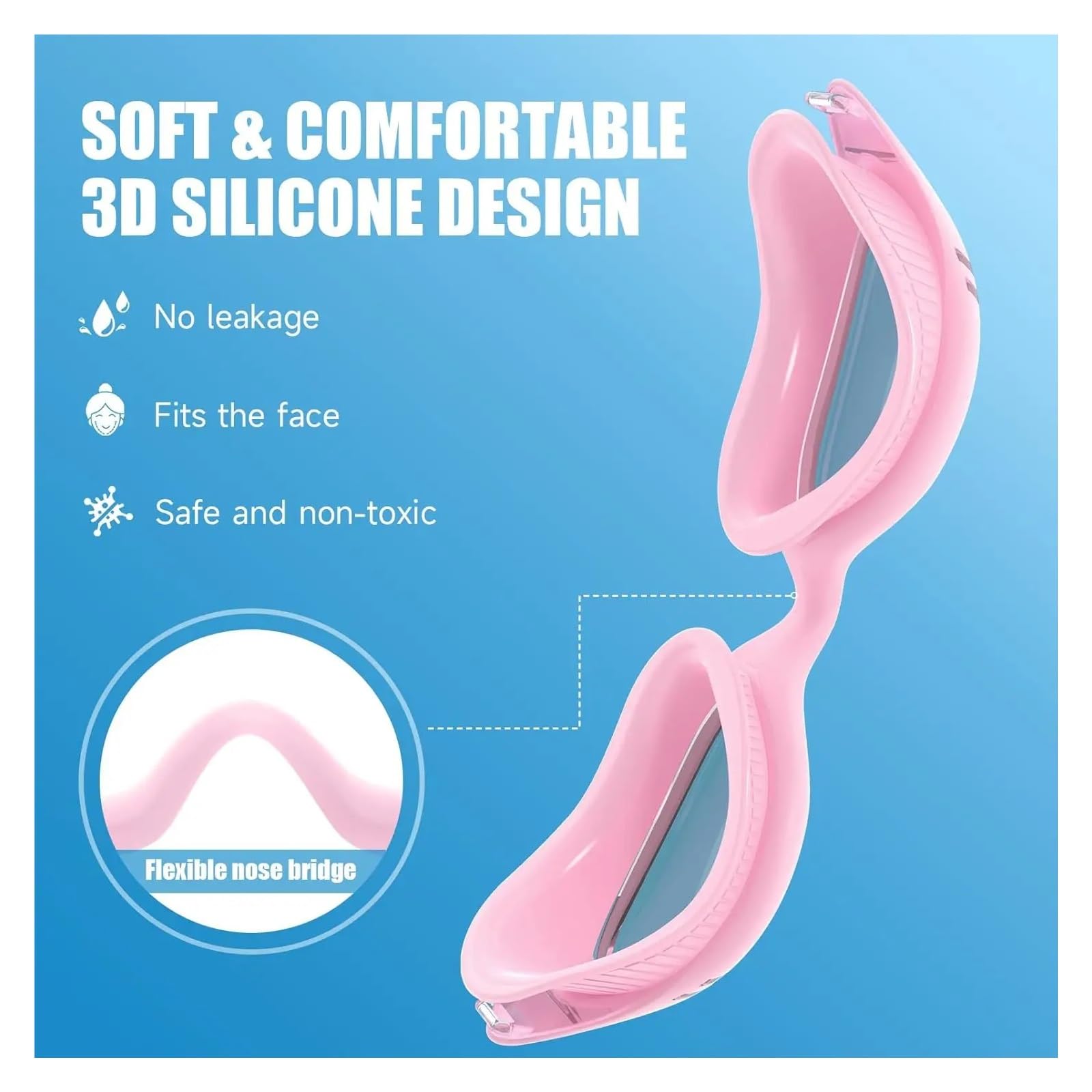 JANSELNOVA Occhialini da nuoto UV antiappannamento for uomo e donna, occhiali piscina con custodia protettiva Occhialini da nuoto