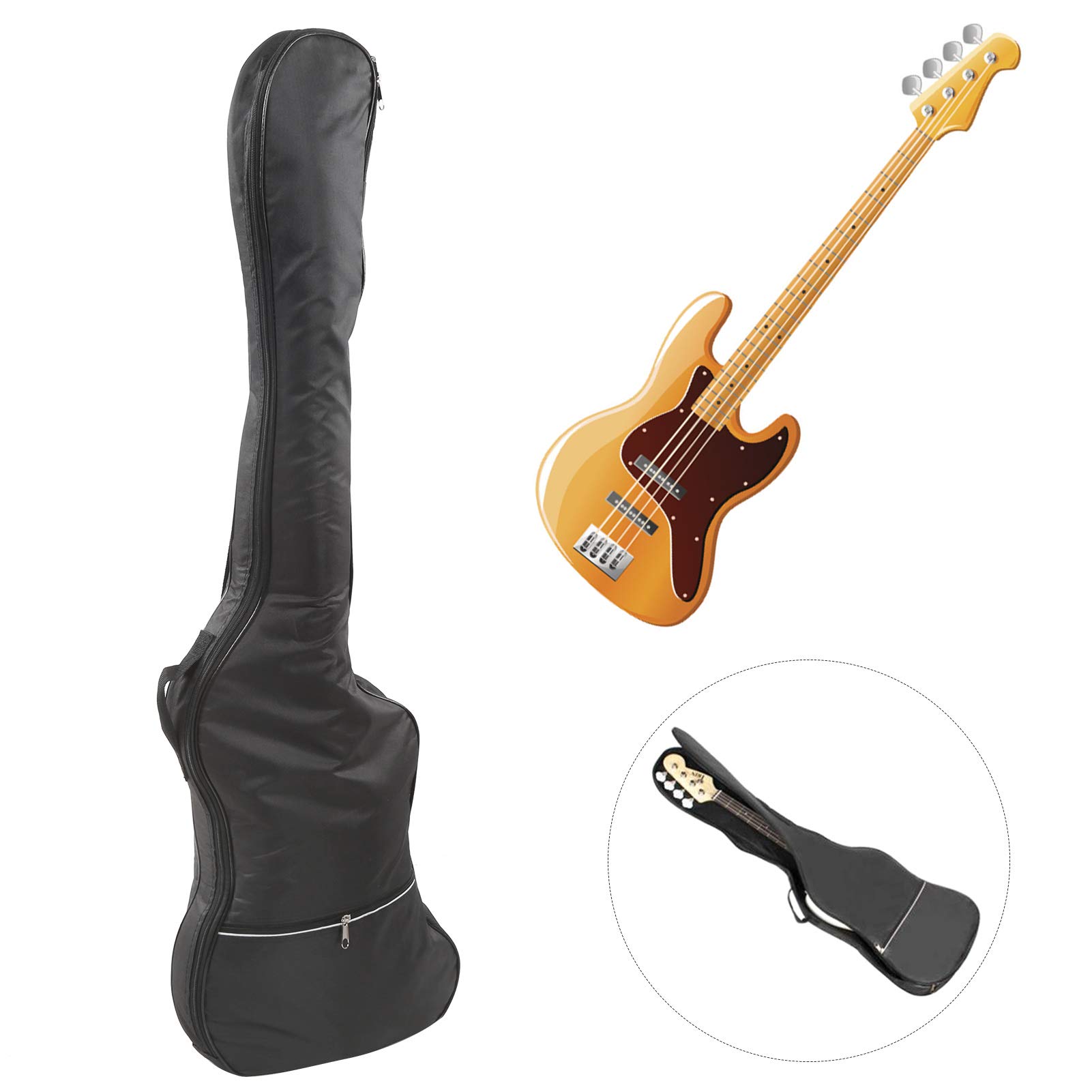 Funda para bajo eléctrico, 47 pulgadas, resistente al agua, engrosada, doble correa ajustable para el hombro, funda suave para bajo (negro)