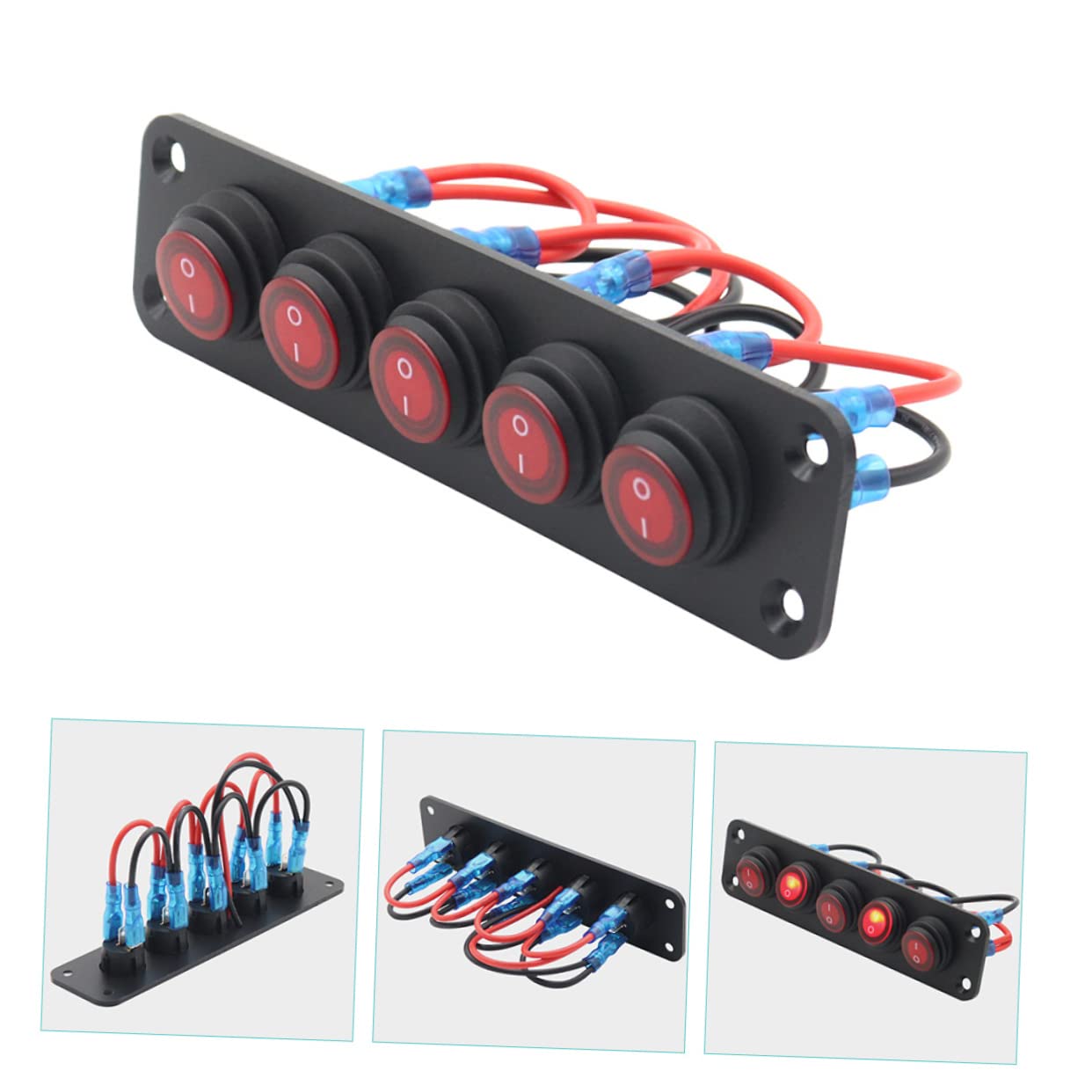 ULTECHNOVO 3piezas Panel De Interruptores Rocker Marinos De Gangs Precableado Led Para Autos y Motos