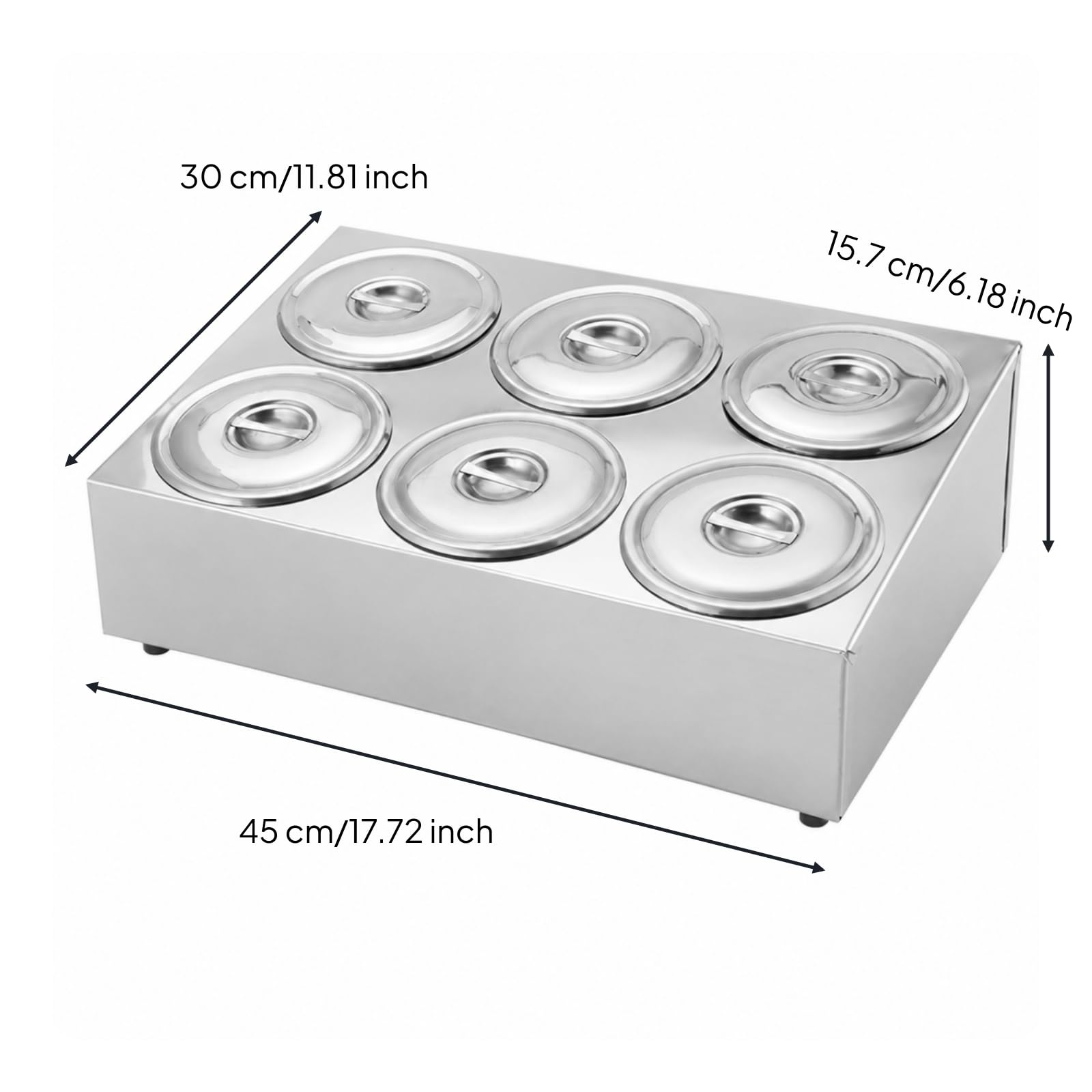 Distributeur de Condiments Boîte Organisateur Casier Réservoir en Acier Inoxydable à 6 Compartiments Disposition en Deux, Style to 1
