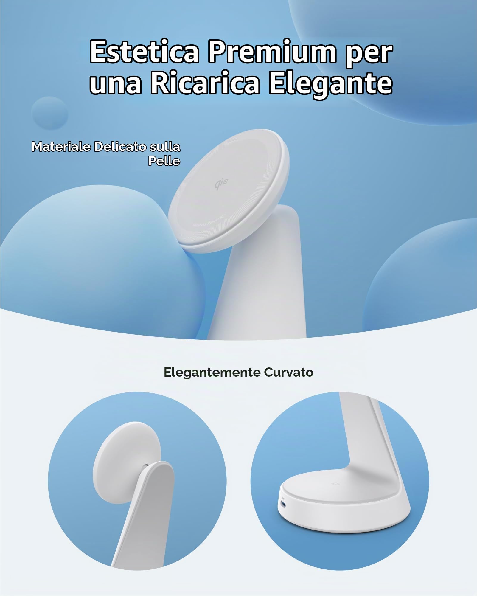 Anker MagGo Caricatore Wireless iphone Stazione di Ricarica 2 in 1 15W, Certificato Qi2 MagSafe da 15W, Regolabile e Resistente, per iPhone 17 Pro Max Air/Serie 16-12 e Altro (Adattatore non Incluso)