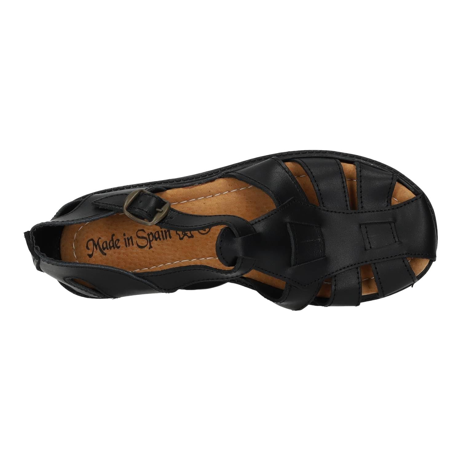 Made IN Spain 58 Cangrejera de Piel Negro con Hebilla, Plantilla cómoda y tacón 2,5 cm, Ideal para días calurosos Hombre Sandalias