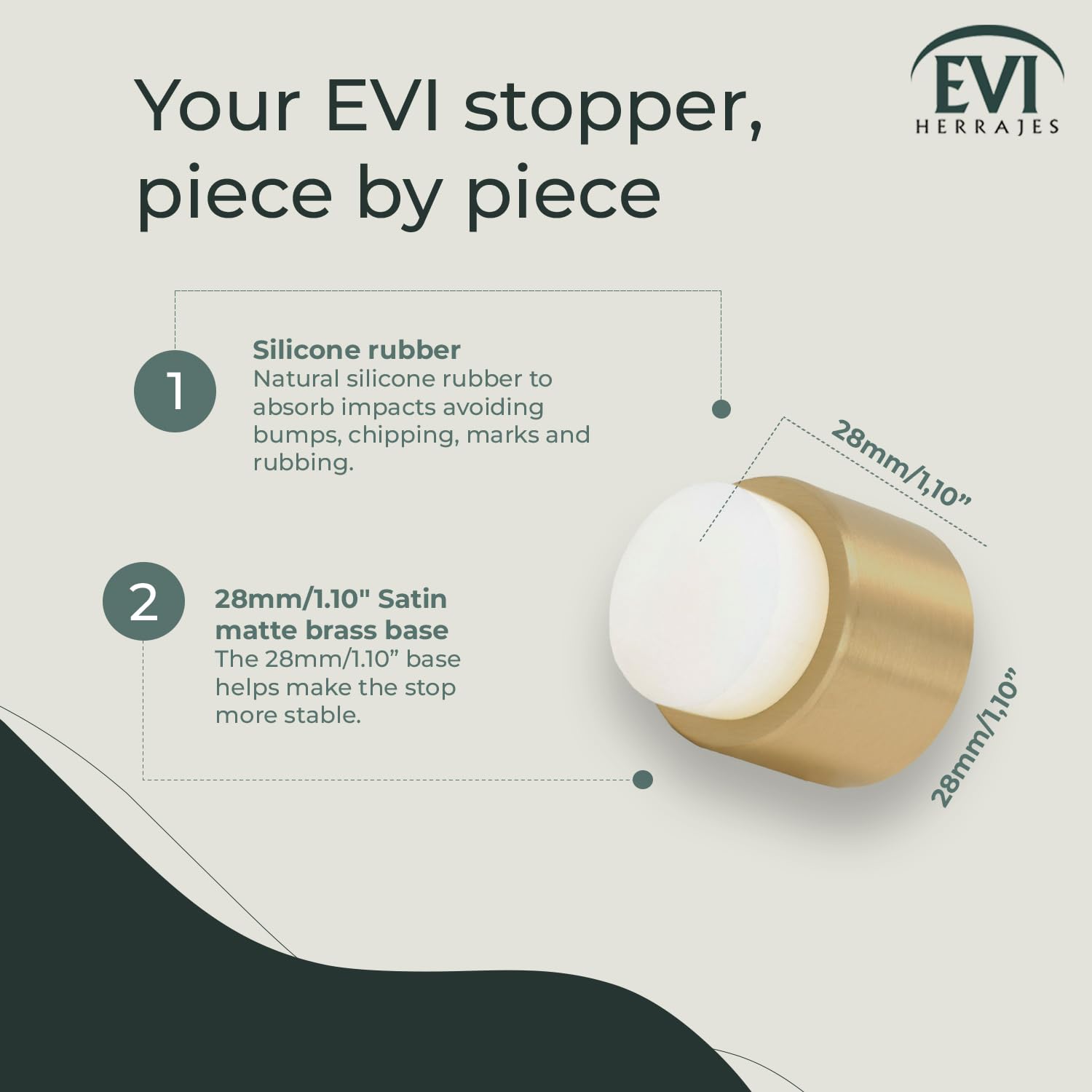 Fermaporta Adesivo In Gomma E Ottone - Diametro 28mm, Bianco, Per Proteggere Muri E Mobili - Foto 3