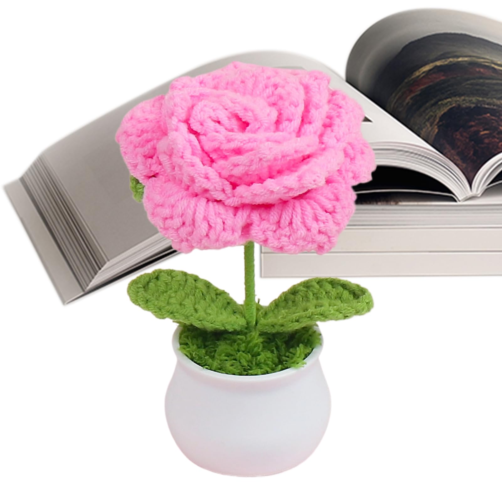 Decorative Crochet Flowers - Handmade Flower Bouquet, 13.78x9.45 Inches Crochet Sunflower with Daisy, Woven Yarn Floral Arrangement with Elegant Style, Fake Flower, Knitted Flowers for Centerpiece