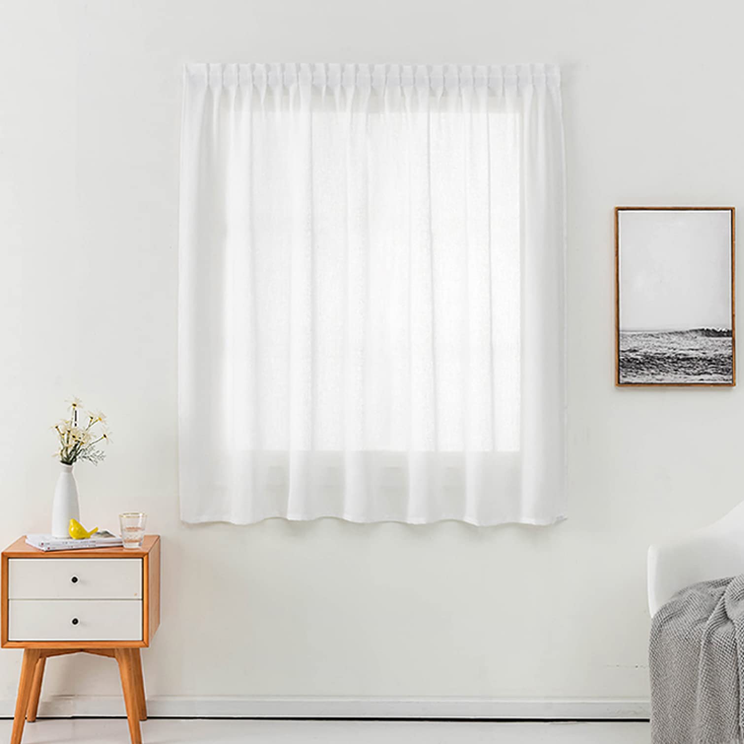 Tende Oscuranti con Autoadesivo,Senza Fori,Tende Isolanti Termiche Rimovibili in Lino Cotone,per Pannello Drappeggiato Privacy Finestra Camera da Letto Soggiorno (White,W180xH200cm(71x79in))