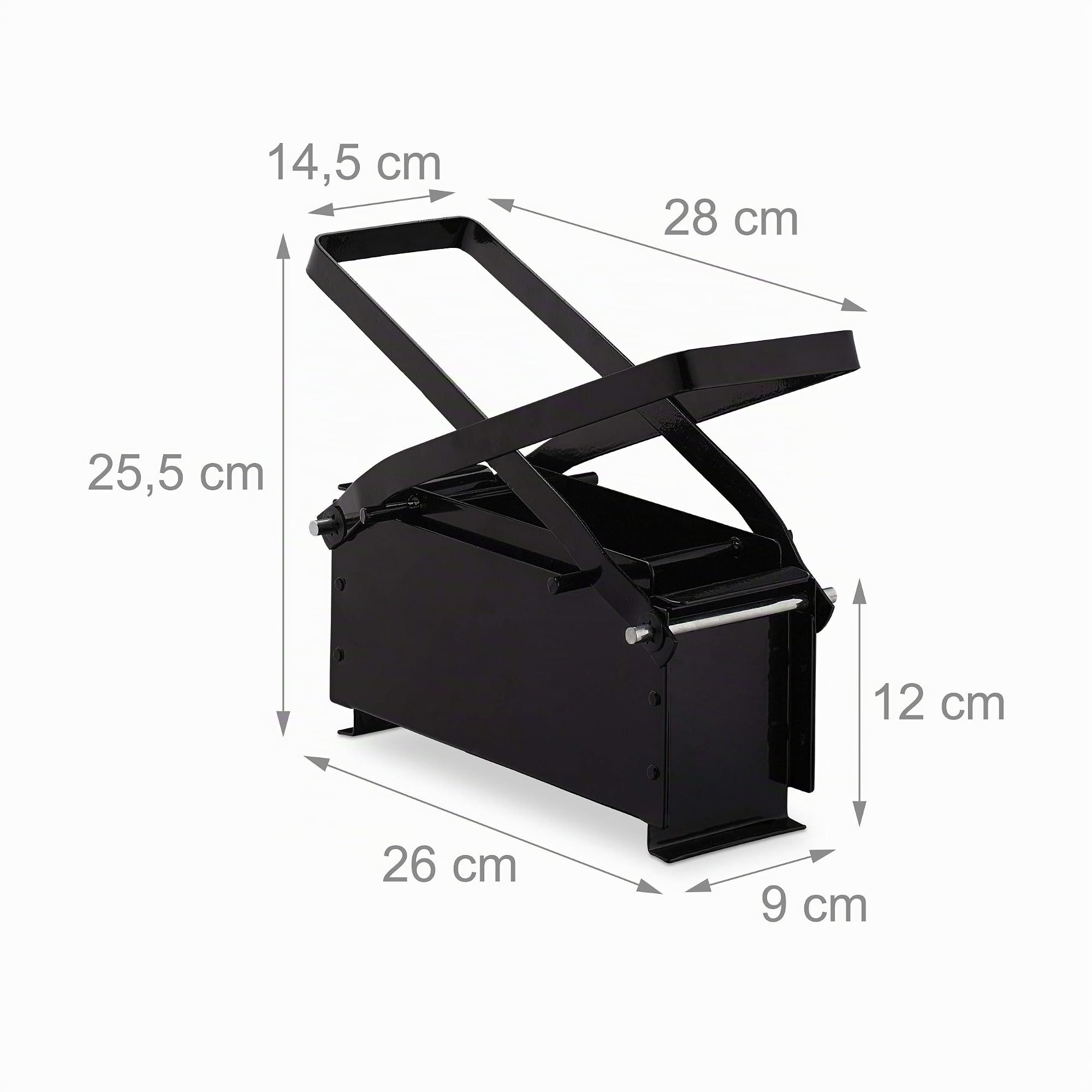 Relaxdays Presse briquette de Papier, Acier; pour Blocs, Manuel, comprimer, HlP 12x26x9cm, Noir