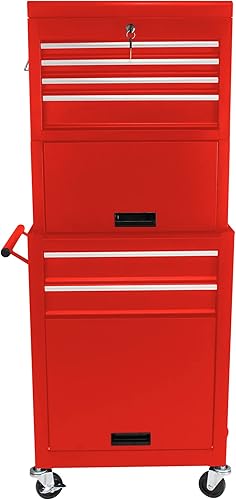 Miniatura 8 de Armario desmontable para herramientas rodante, 6 cajones y 2 gabinetes, organizador de caja de herramientas extraíble con 4 ruedas