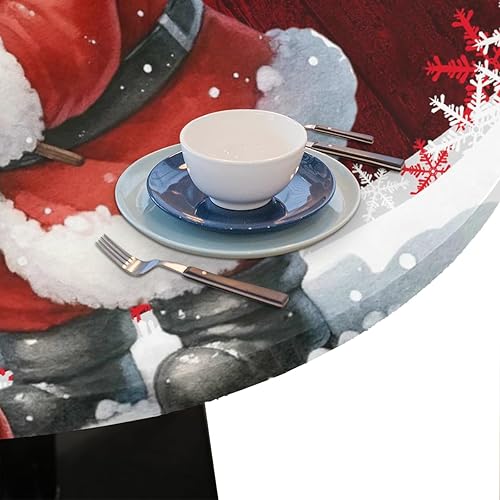 Miniatura 88 de Mantel redondo ajustado con diseño de mandala de flores, mantel circular bohemio y colorido con borde elástico, impermeable, lavable, de poliéster