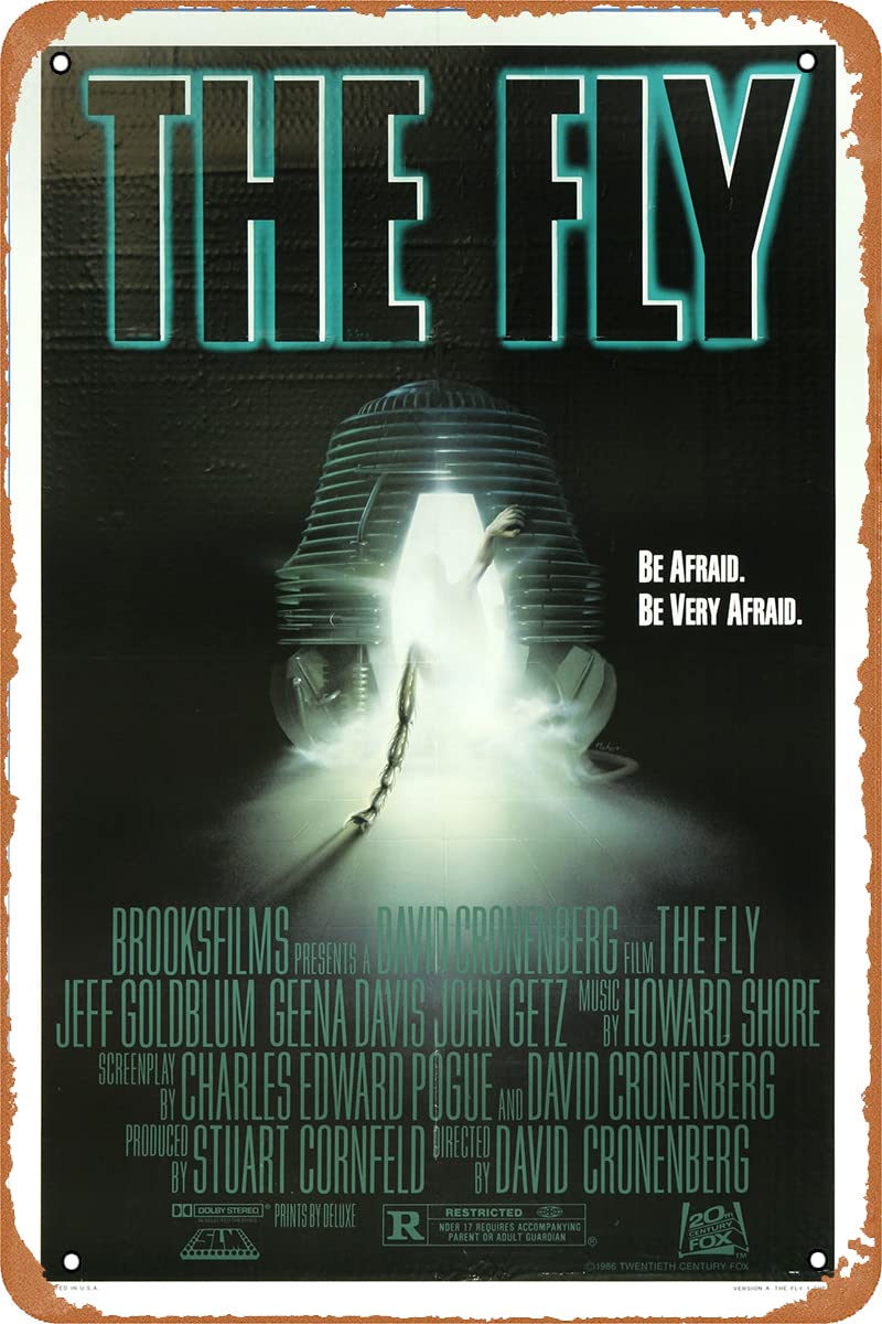 The Fly Poster Horror Movie Tin Sign Vintage Metal Sign for Men Women Plaque Wall Decor for Bar Pub Home Cafe 8x12 Inch