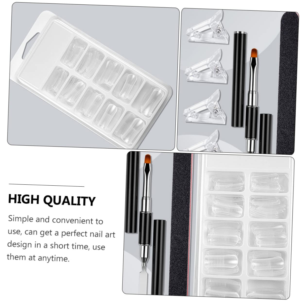 VICASKY 1set Manicure Extension Mold Tool Professional Nail Art Stencils Kit for Easy Nail Designs and Reusable Tools