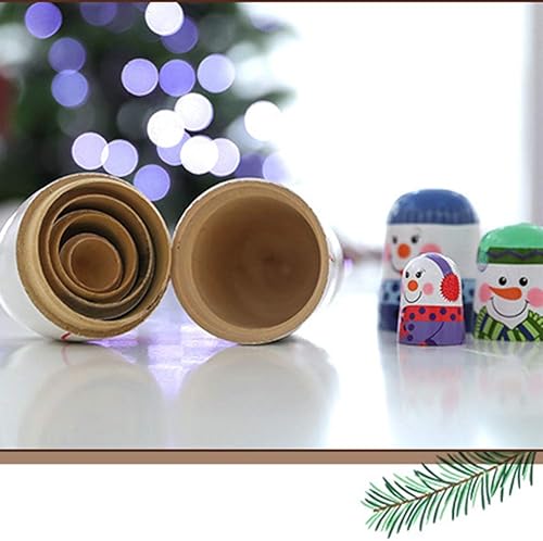 Miniatura 2 de Muñecas de madera Rusia 5 capas muñeco de nieve decoración de invierno niños juguete Navidad cumpleaños regalo