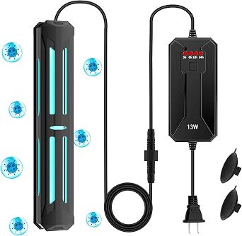 Aquarium Clean Light,13 W Submersible Light with Timer,Aquarium Water Clean Green Clear Waterproof Clean Lamp for Pond,Swimming Pool,Indoor