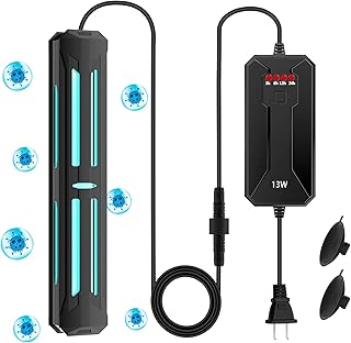 Aquarium Clean Light，13 W UV Sanitizer Submersible Light with Timer,Aquarium Water Clean Green Clear Waterproof Clean Lamp for Pond,Swimming Pool,Indoor