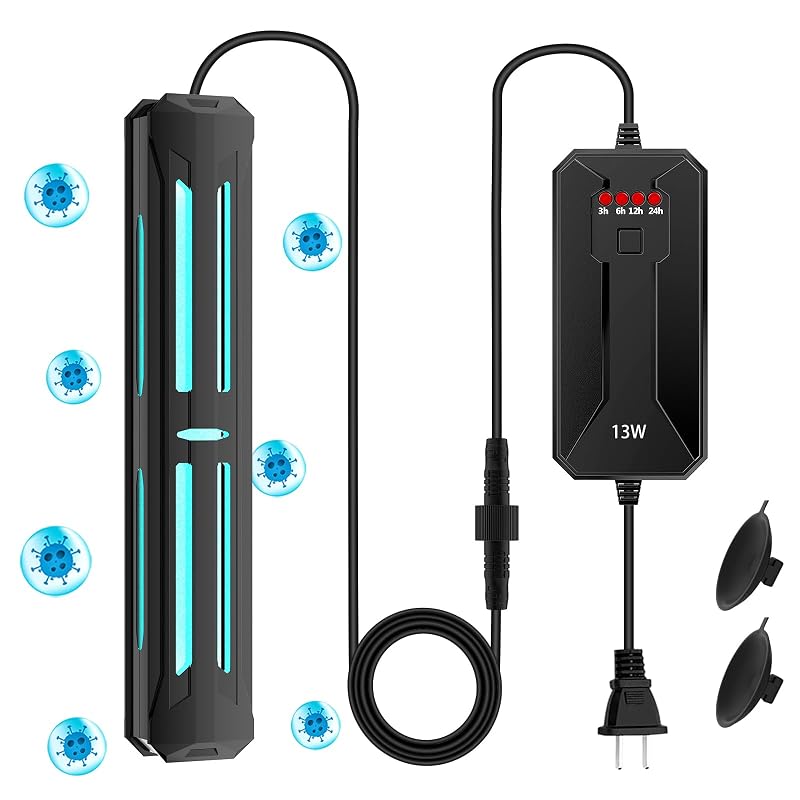 Luz UV submersível para aquário com timer, 254 nm e 13 W TAISHAN