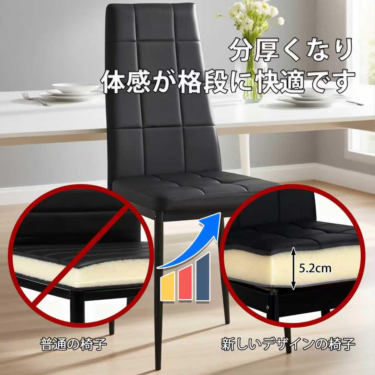 【新品】ボックスステッチ ハイバックPUレザーチェア ブラック2脚セット Amazon｜【ブラック 2 脚セット】PU レザー ダイニングチェア