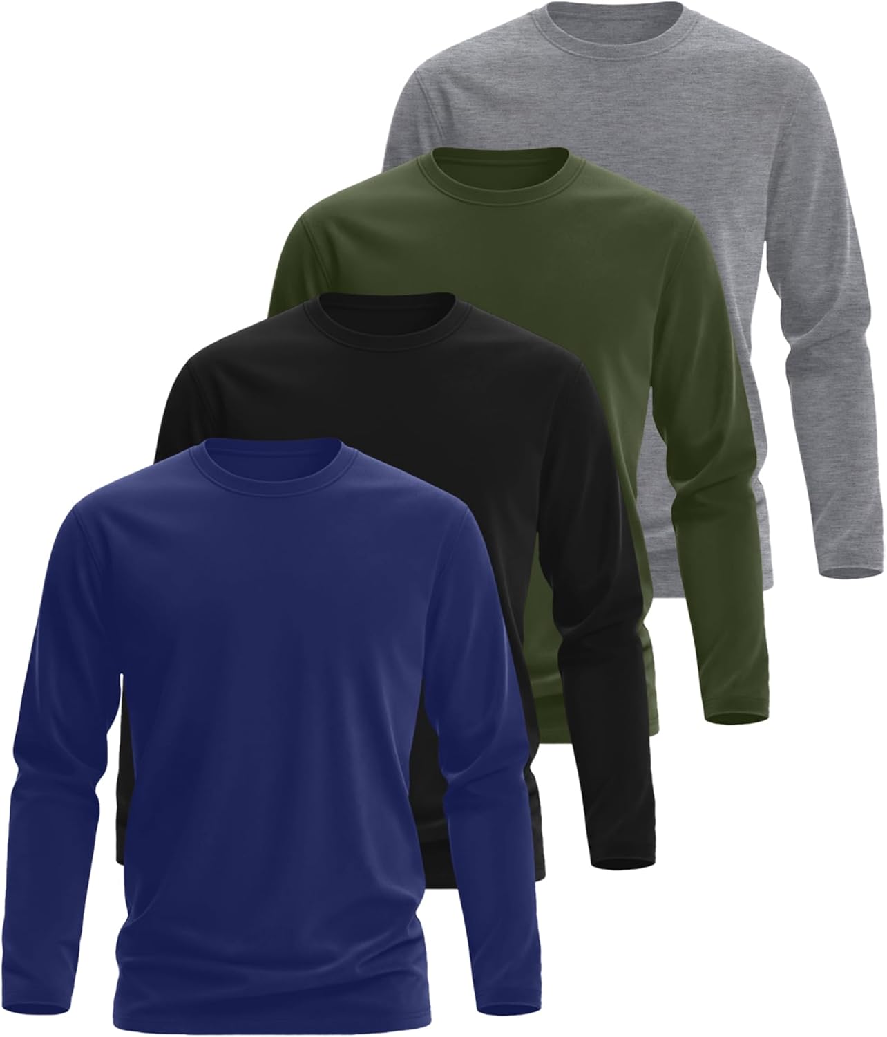 4 Pack Mens Long Sleeve Shirts Crew Neck Thermal T-Shirt Thick Comfortable Sweatshirt Casual Pullover Basic Tops - Image 2