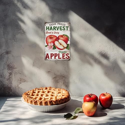 Miniatura 5 de GLOBLELAND Letrero de metal con texto en inglés "Farm Fresh Harvest" de manzanas, letrero vintage de metal con frutas, 12 x 8 pulgadas, divertido