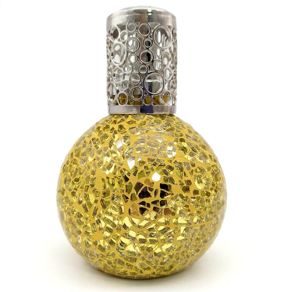 Pack Ahorro Lámpara Catalítica Mosaico Dorado + Fragancia Aroma Lavender 500ml. Elimina malos olores e impurezas, perfuma y limpia.