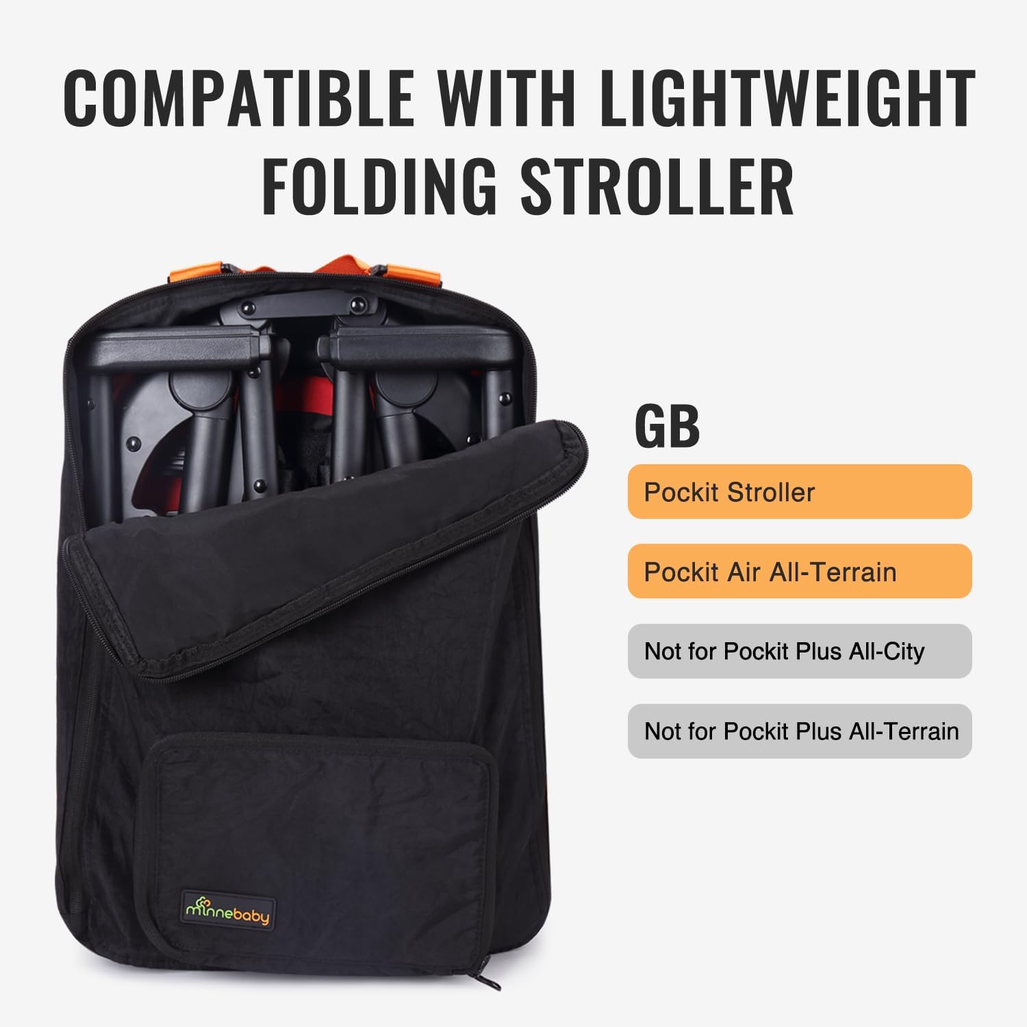 Minne Baby Borsa da viaggio grande per passeggino 3 in 1 | Compatibile con GB Pockit & Pockit Air All-Terrain | Leggero, impermeabile e compatto per i viaggi primaverili essenziali