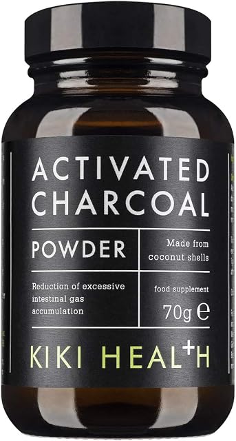 KIKI Health Activated Charcoal Powder | Teeth Whitening Made From Coconut Shells | Food Grade Detox Supplement | Natural Relief Flatulence Indigestion Body & Mind | Vegan & Gluten Free  70g