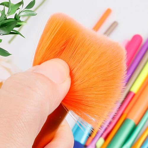Miniatura 6 de Juego de brochas de maquillaje de acuarela de 15 piezas, herramientas de belleza portátiles multicolor para mezclar la base de la cara, polvo, rubor