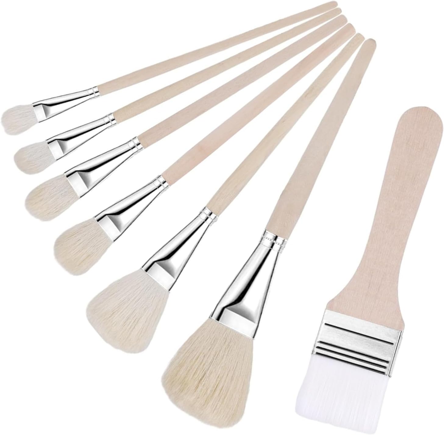 7 PCS Gilding Brushes Set, Assorted Size Mop Brushes for Painting Versatile Goat Hair Brushes Paint Brushes for Crafts Acrylic Painting Gold Leaf Flakes Sheets
