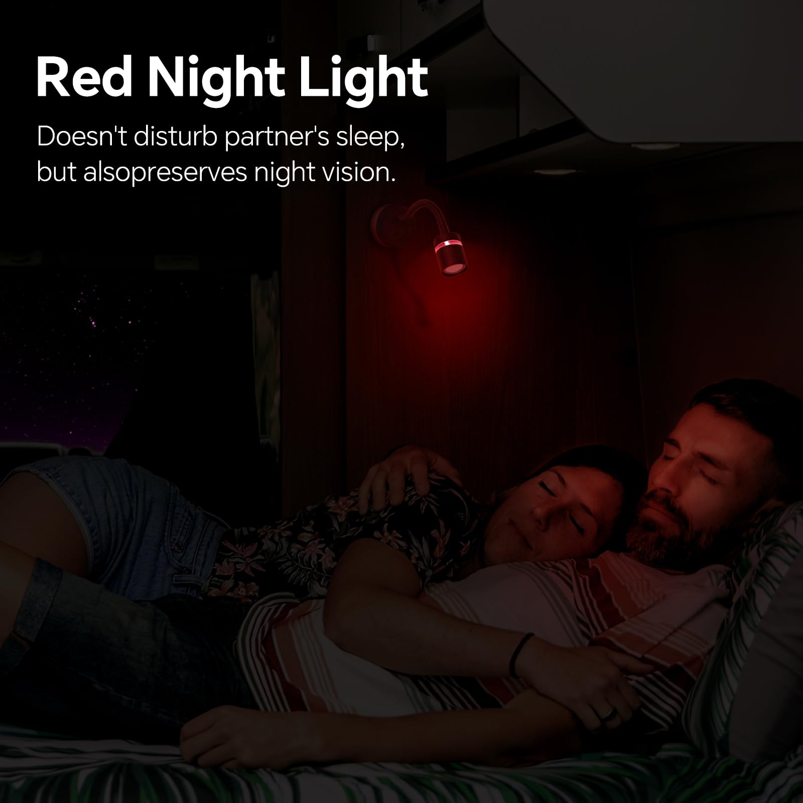 acegoo Lampe de lecture LED 12V camping-car, dimmable 4000K et veilleuse rouge, 20W chargeur type-c intégré, col de cygne flexible lumière pour bateau cabine camion van caravane, 2PCS (Court)