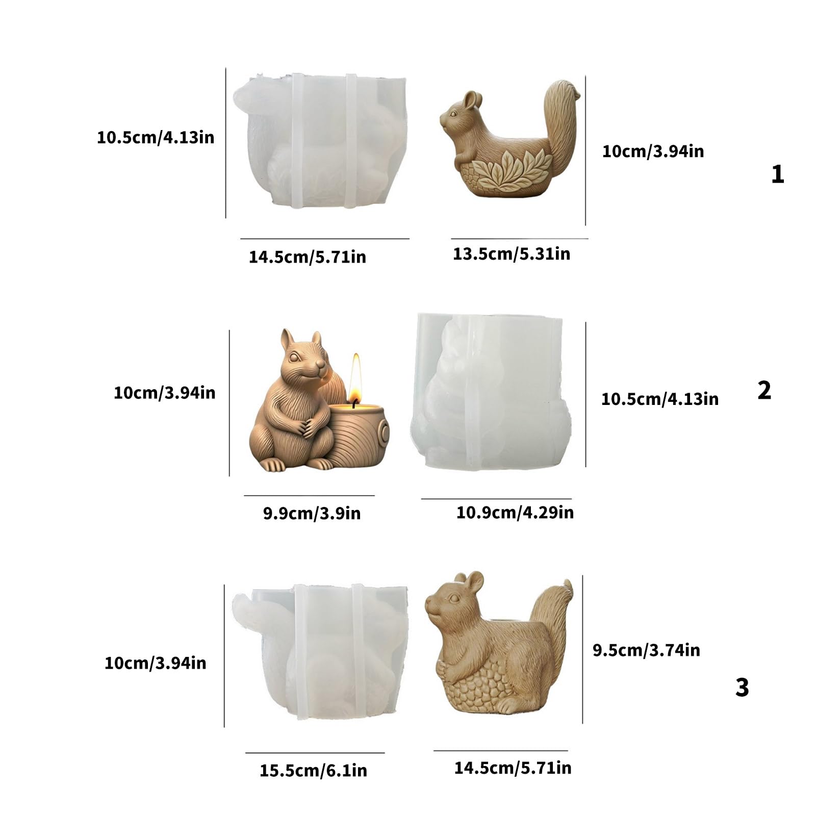 Stampo per vaso a scoiattolo, in silicone, per calcestruzzo, 2, E