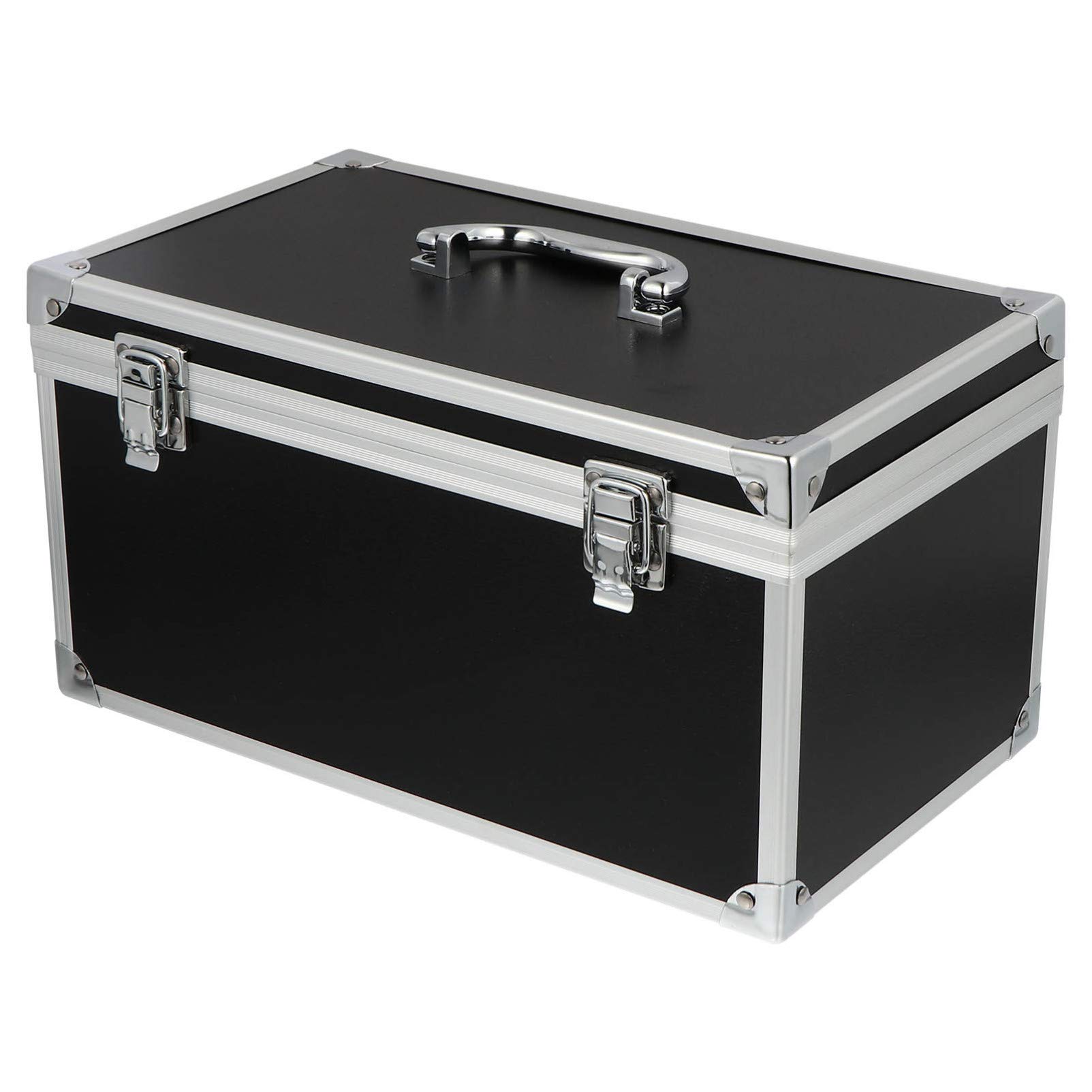 Custodia Rigida In Alluminio Nero Valigetta Antiurto Degli Attrezzi Con Schiuma Per Strumenti di Prova Fotocamere Strumenti Parti Meccanici Garage Strumento 29x16x15cm