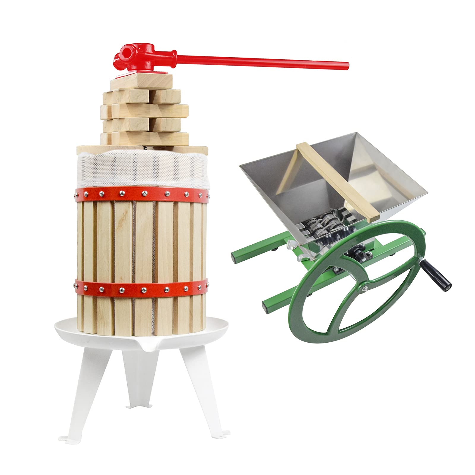 Fruit Wine Press and Crusher,100% Nature Apple&Grape&Berries Crusher Manual Juice Maker for Kitchen