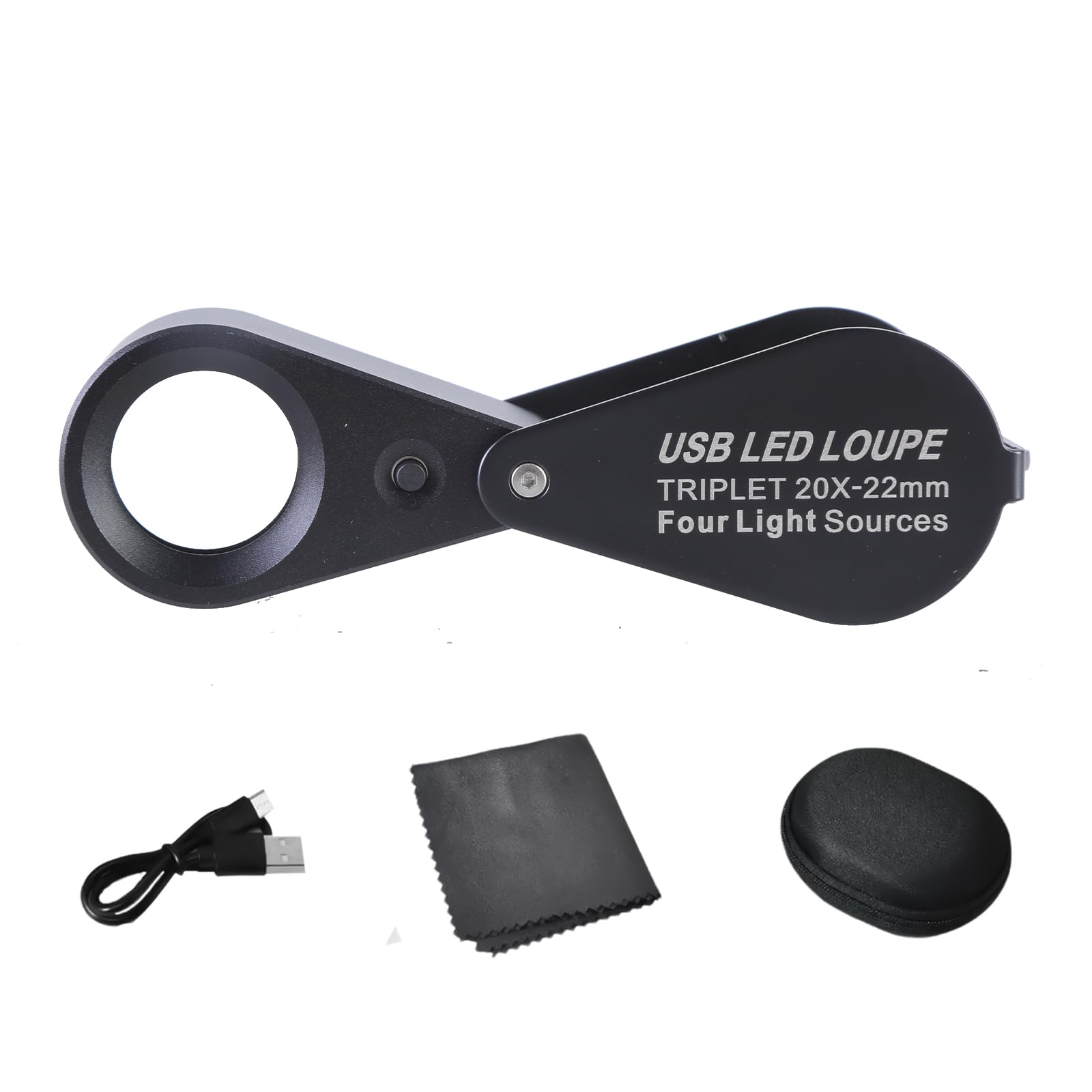 10X 20X 30X 21mm Lens Magnification Loupes with Light for Jewelry Gemstones Coin Stamps and Hobbies Light Magnifiers