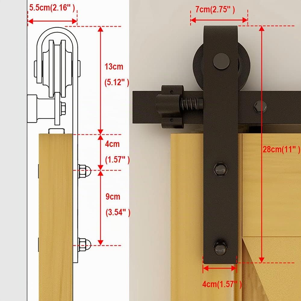 CCJH 200CM / 6.6FT Herraje Para Puerta Corredera Kit de granero Accesorio de armario con rodillo de riel para puerta doble