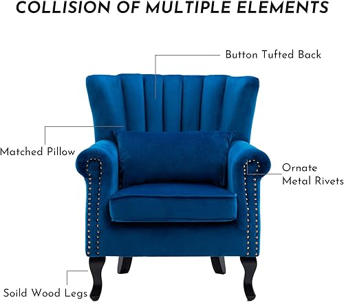 Miniatura 76 de Sillas de lectura Accent Midcentury - Sofá esquinero moderno y cómodo con respaldo copetudo para sala de estar, dormitorio, sala de recepción,