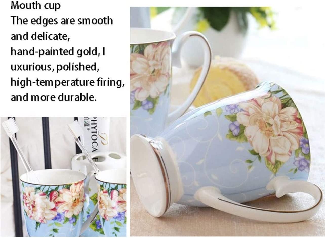 Zestaw Dozowników Mydła Zestawy Akcesoriów Łazienkowych Nowoczesny Design 5-częściowa Łazienka Ceramiczna Mydelniczka Dozownik Do Mydła Uchwyt Na Szczoteczki Zębów Łazienka(Blue)