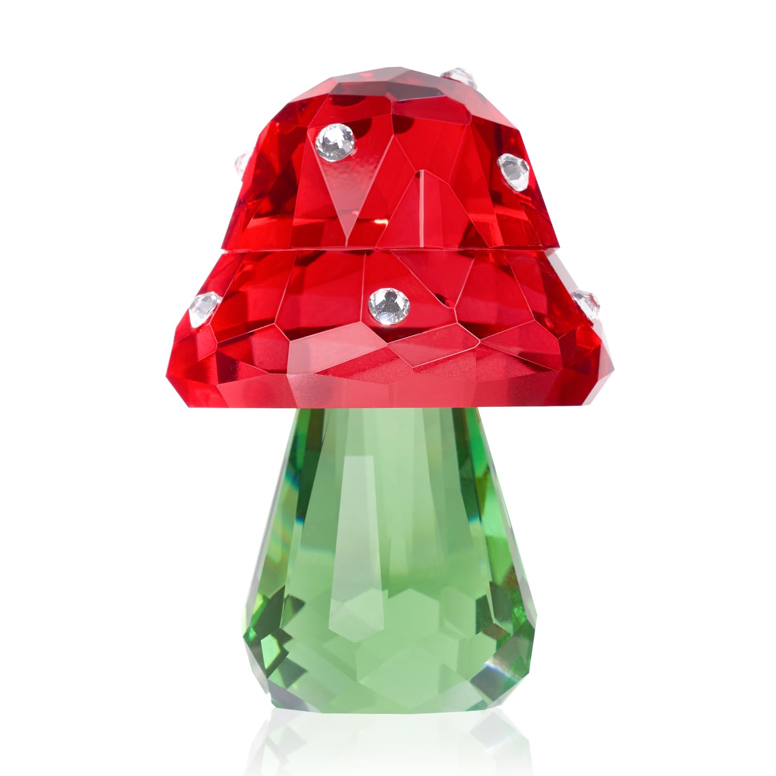RONG KRISTO Crystal Mushroom Figurine,Glass Vegetable Kitchen Decor, Cute Mushroom Art Glass Office Desk Home Decoration, Handmade Collectible Gift