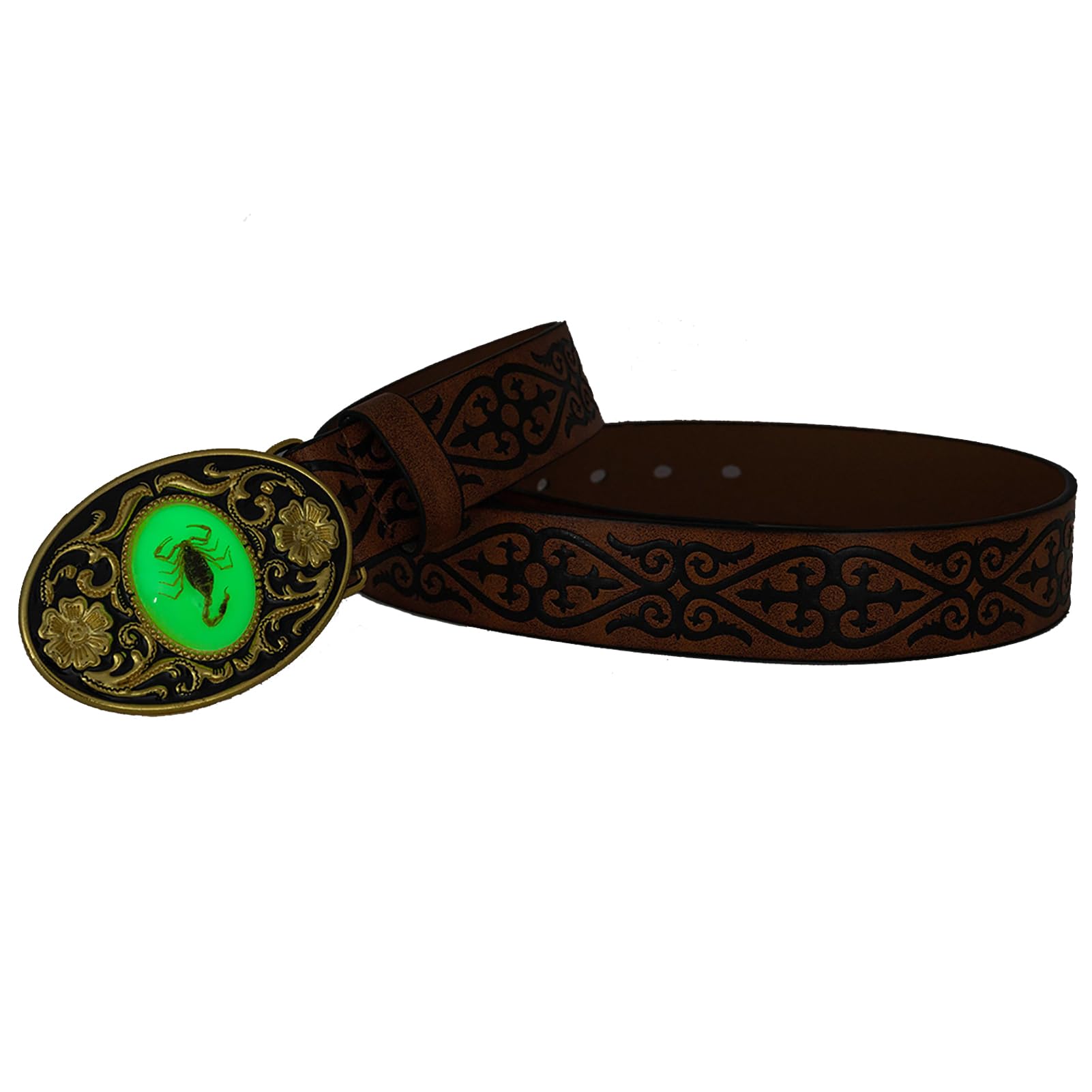 pasek, Paski z klamrą 3D w kształcie skorpiona kamieniem świecącym, ręcznie robione, klasyczne wzory vintage, szerokość 38 mm